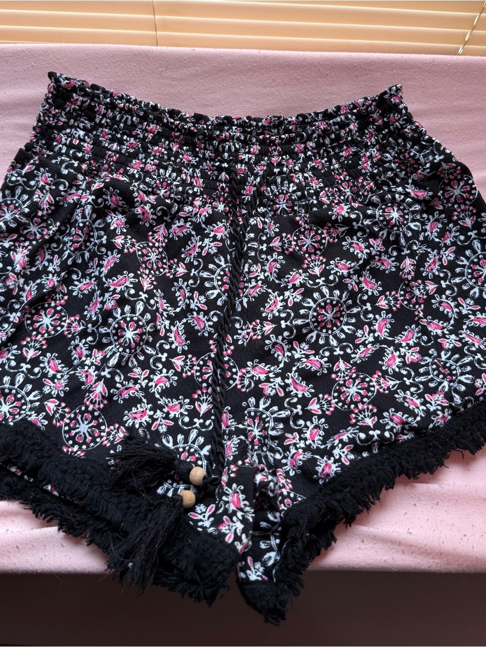 No Boundaries Black Floral High-Waist Drawstring Shorts